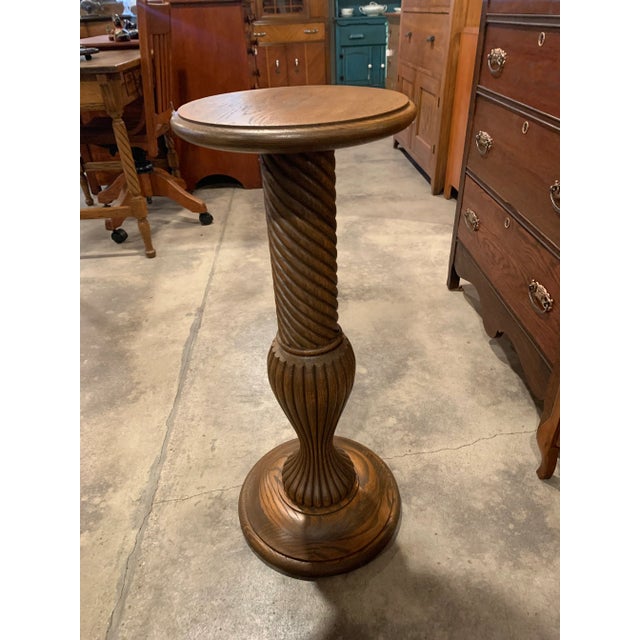 Mid 20th Century Beautiful Spiral Oak Plant Stand For Sale - Image 5 of 10