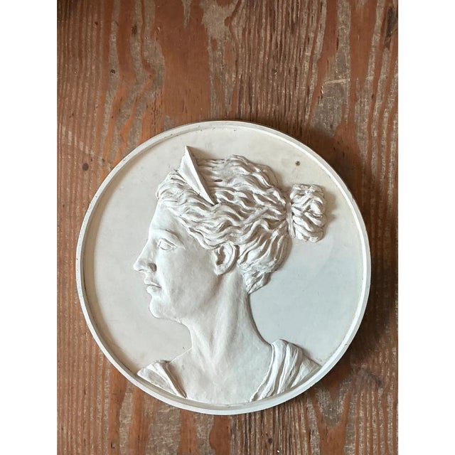 Grand Tour Vintage Bas Relief Portrait of Artemis Medallion For Sale - Image 3 of 12
