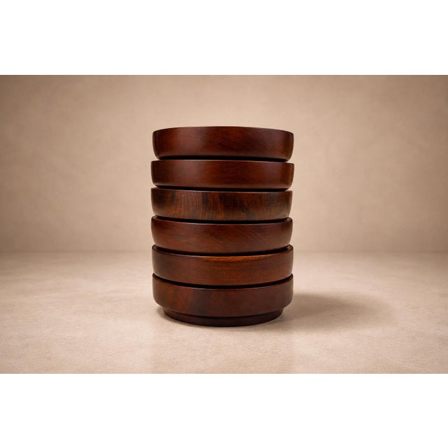 Brazilian Modern Lazy Susan & Bowls in Rosewood, Tropic Art, Brazil, 1970s For Sale - Image 11 of 16