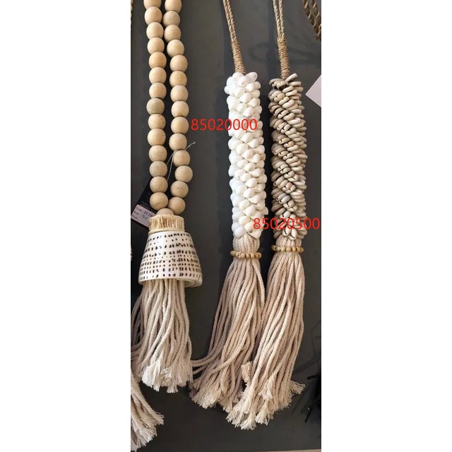 French Country Contemporary Off-White Shell Tassel For Sale - Image 3 of 5