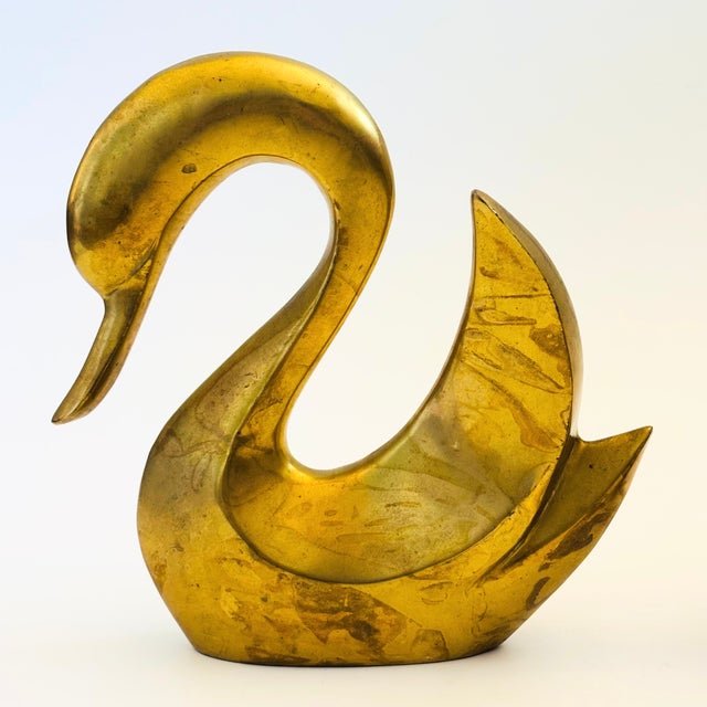 Large Modernist Vintage Brass Swans - Set of 2 For Sale In San Francisco - Image 6 of 12