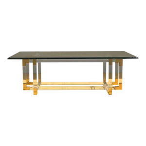 Lucite and Brass "Metric Line" Cocktail/Coffee Table by Charles Hollis Jones