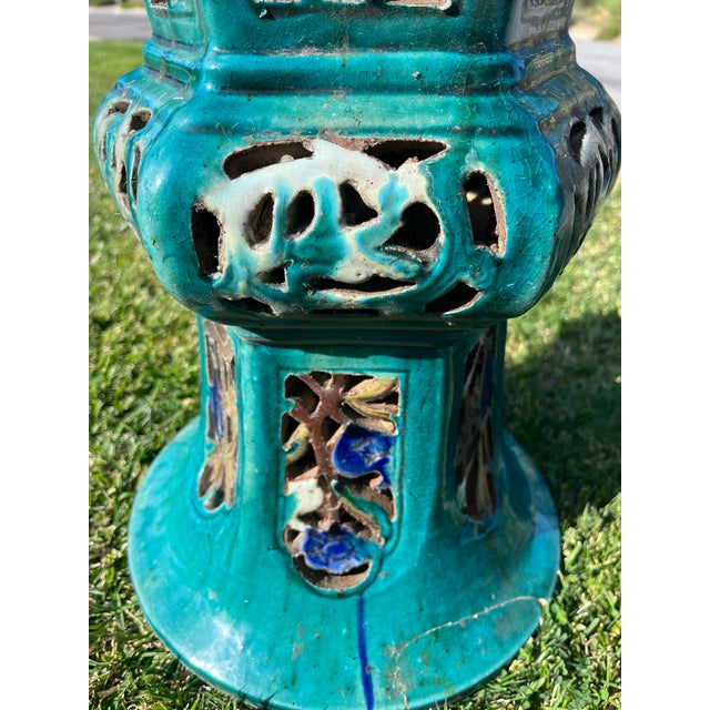 Antique Chinese Turquoise Sancai Pottery Glazed Pedestals For Sale - Image 12 of 12