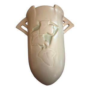 Roseville Silhouette White W/Turquoise 1950 Pottery Wall Pocket 766-8