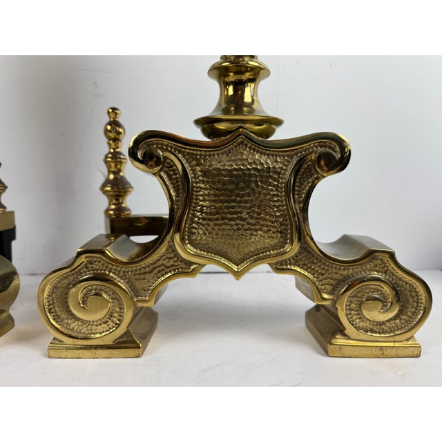 Traditional Pair of Large Vintage Gilt Brass Andiron/Fire Dogs. For Sale - Image 3 of 6