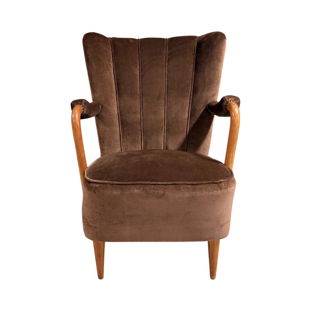 Wood Swedish Designer, Art Deco Easy Chairs, Velvet, Birch, Sweden, 1940s For Sale - Image 7 of 9