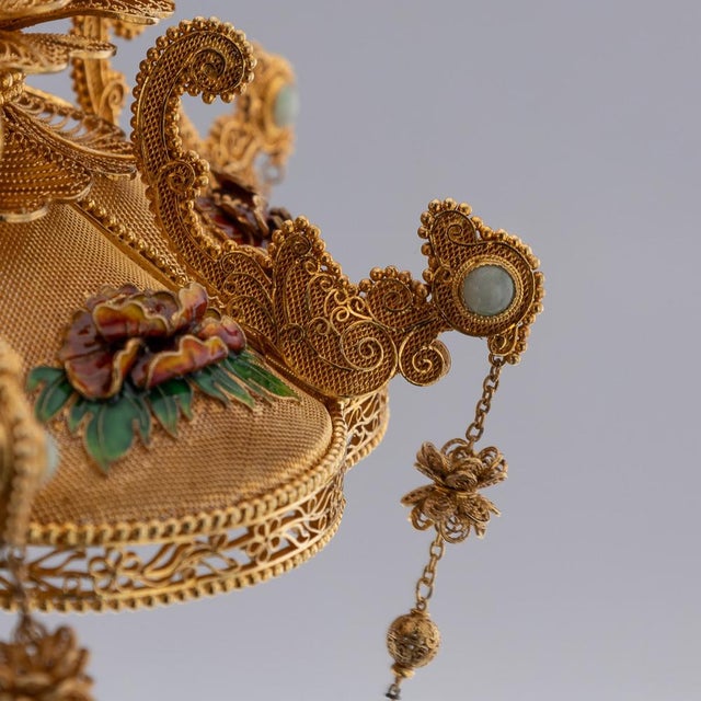 20th Century Chinese Export Silver Filigree Gem Set Cup & Cover, 1950s For Sale - Image 17 of 18