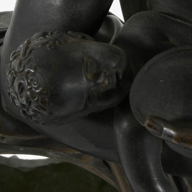 Bronze Antique Bronze Sculpture of Silenus Feeding Young Bacchus – Classical Mythological Figure For Sale - Image 8 of 13