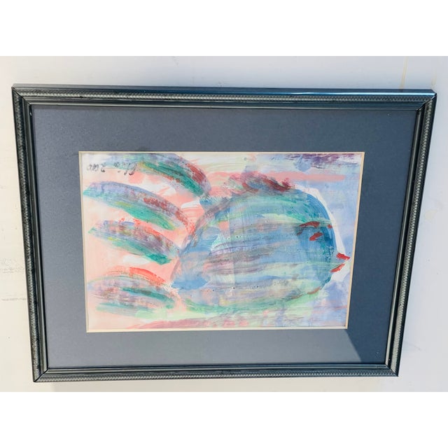 2000 - 2009 Small Abstract Painting Fishy Washy by Elia For Sale - Image 5 of 5
