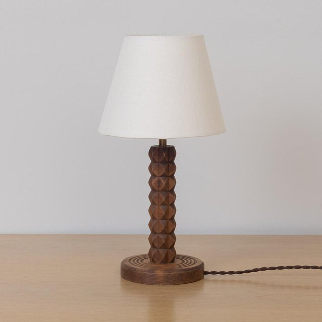 French 1940s French Carved Wood Table Lamp by Charles Dudouyt For Sale - Image 3 of 11