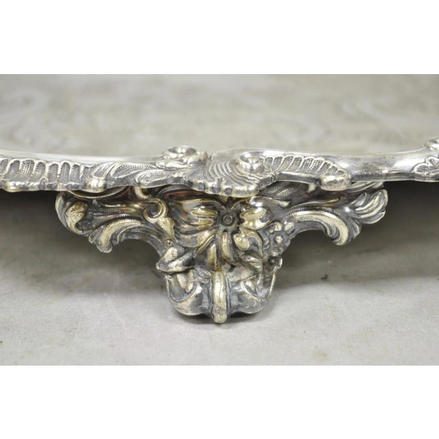 Silver Antique Gorham English Victorian Silver Plated Scalloped Serving Platter Tray For Sale - Image 8 of 18