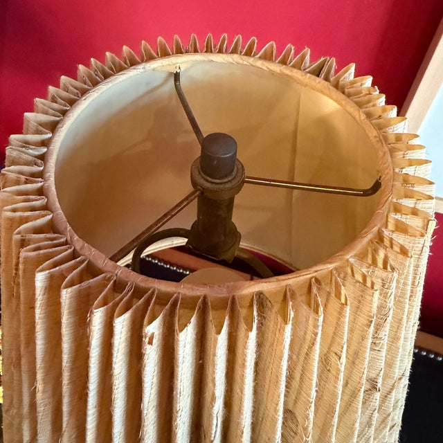 Mid-Century Modern 1970's Boho Chic Floral Ceramic Lamp With Original Shade For Sale - Image 3 of 11