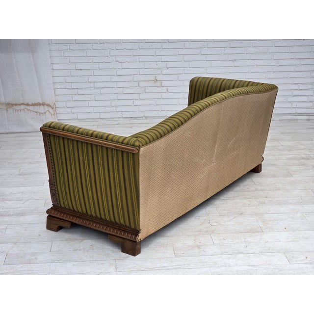 Wood Vintage Danish Three-Seater Sofa in Furniture Velour and Oak, 1950s For Sale - Image 7 of 18