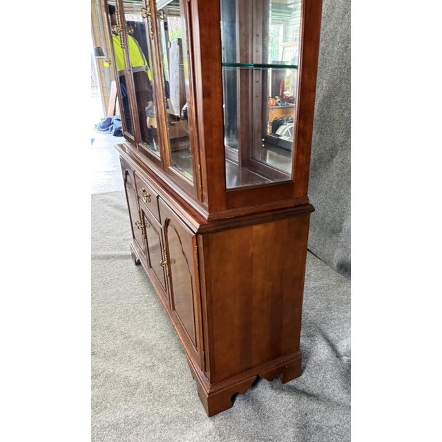 Brown Vintage Ethan Allen Georgian Court Solid Cherry China Cabinet or Buffet For Sale - Image 8 of 18
