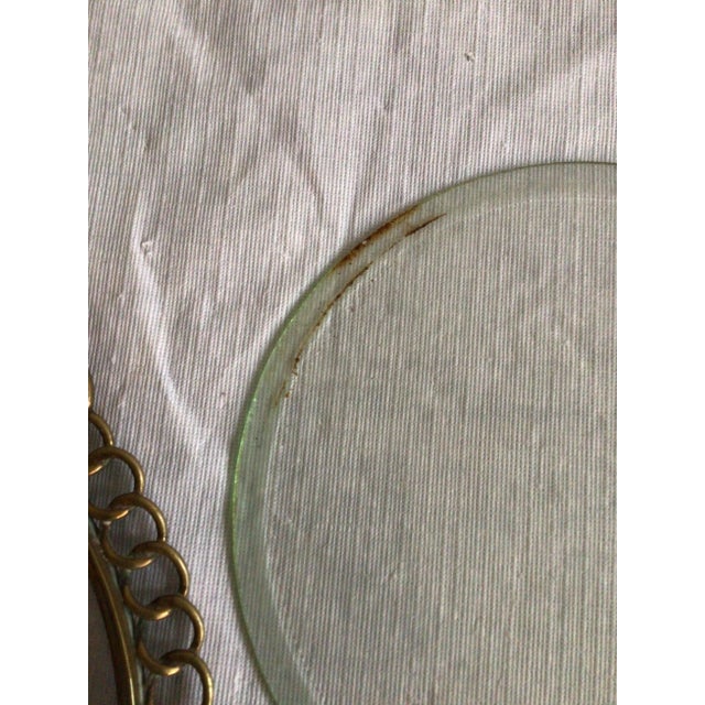 1900's English Scrolled Brass Circular Picture Frame with Medallion Accents Depth give is with stand extended Clear...