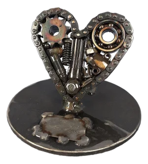 Sculpture Heart in Metal, Iron & Steel by Simon Saronni