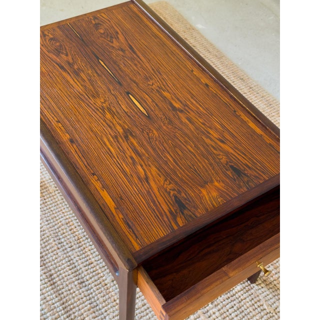 Rosewood Side Table with Drawer by Helge Vestergaard Jensen, Denmark, 1960 For Sale - Image 9 of 13
