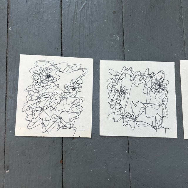 Set of four 1980’s original Wayne Cunningham abstract drawings. Each measure approximately 4x4.5. Check out my shop Robins...