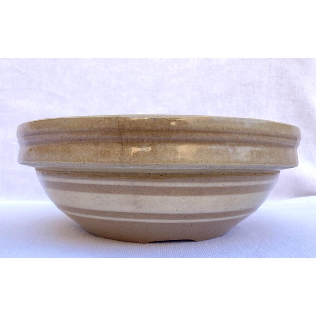 Early 20th Century Turn of the 20th Century Banded Yelloware Covered Bowl For Sale - Image 5 of 9
