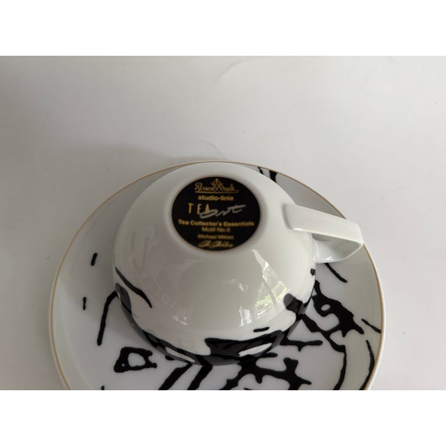 Tea Art Collectors Essentials Motif No. 6 Tea Cup and Saucer by Michael Miklas and Walter Gropius for Rosenthal Studio Linie, 1990, Set of 2 For Sale - Image 6 of 6