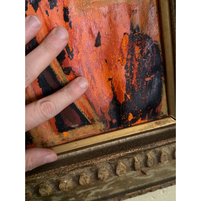 Pumpkin Thomas Knitch (1925-2002) Modernist Figure With Horse Vintage Painting Framed For Sale - Image 8 of 10