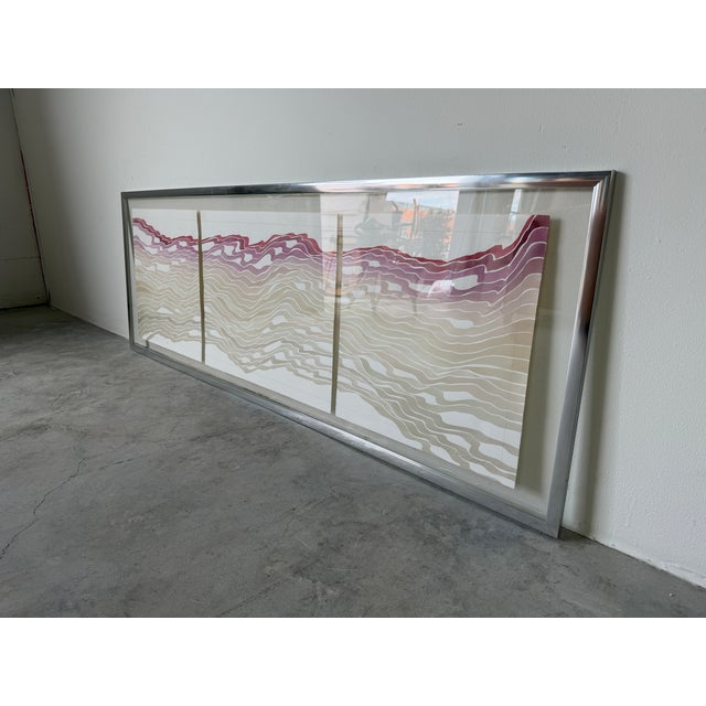 1980's Large “Imaginary Landscape” Abstract Print in Aluminum & Acrylic For Sale - Image 4 of 14