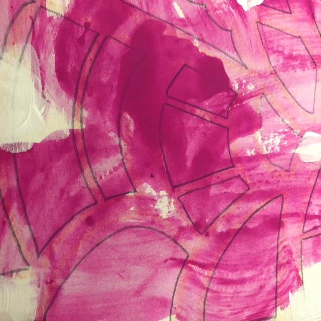 2020s Contemporary Abstract Painting in Paper by CL Auker, Pink and White Abstract For Sale - Image 5 of 5