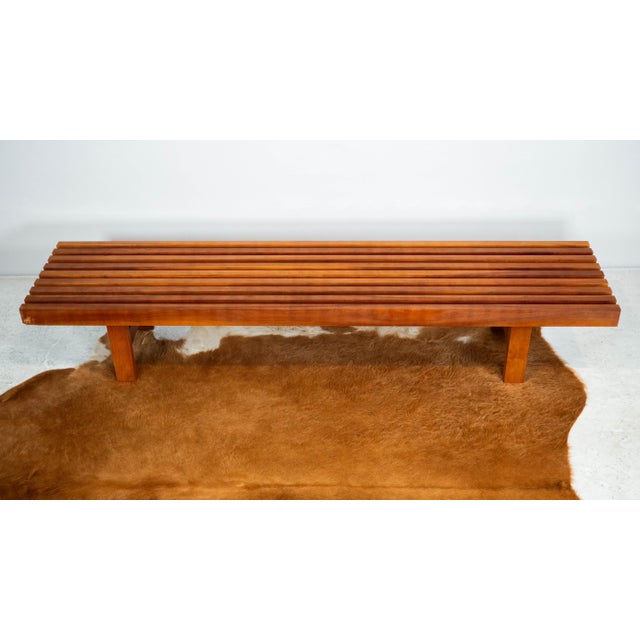 Mid Century Charles Webb Cherry Wood Slat Bench, 1990s. For Sale - Image 14 of 17