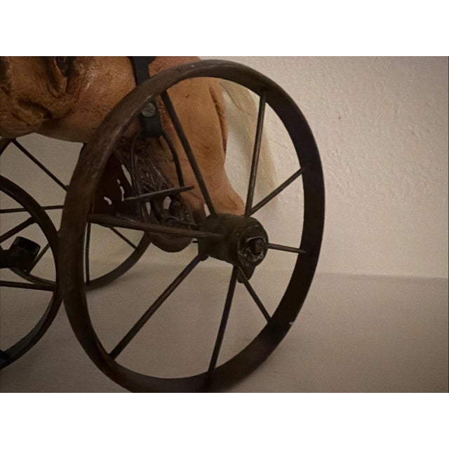 Rustic Antique Toy Hand Carved Horse Tricycle - Wood And Metal with Leather Saddle For Sale - Image 3 of 7