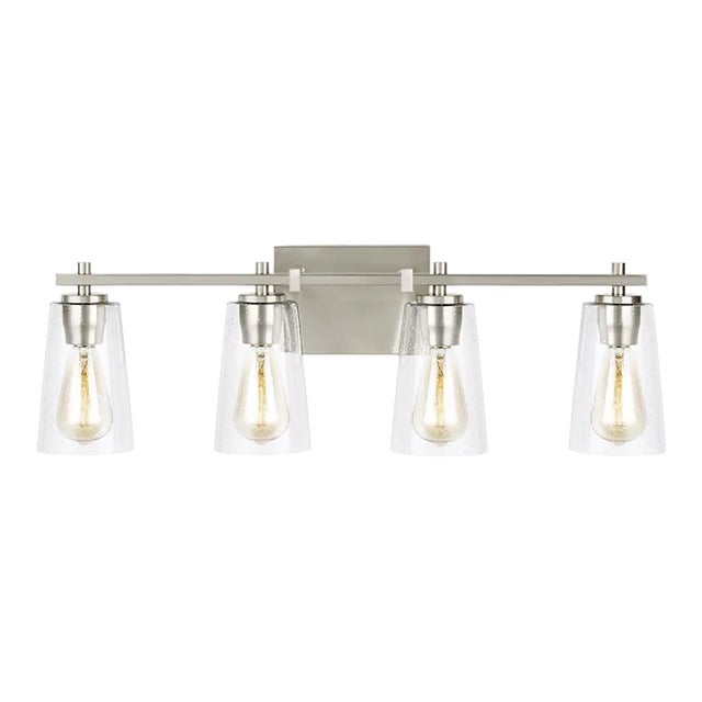 Sean Lavin by Visual Comfort Studio Mercer 4-Light Vanity, Satin Nickel For Sale