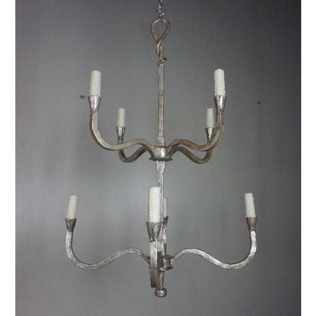 Early 21st Century Wrought Iron Silver Gilt Chandeliers by Melissa Levinson For Sale - Image 5 of 10