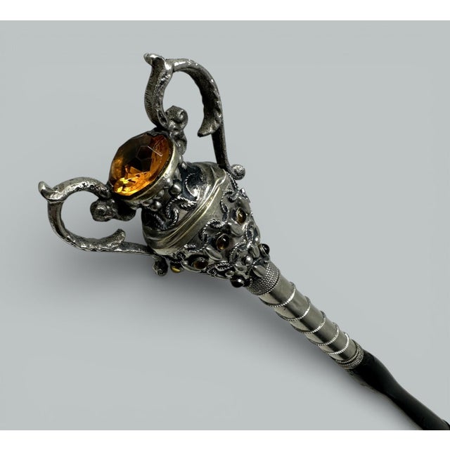 Antique Lady Gentlemans Sword English Walking Stick Cane Sterling Silver Wooden For Sale - Image 11 of 11