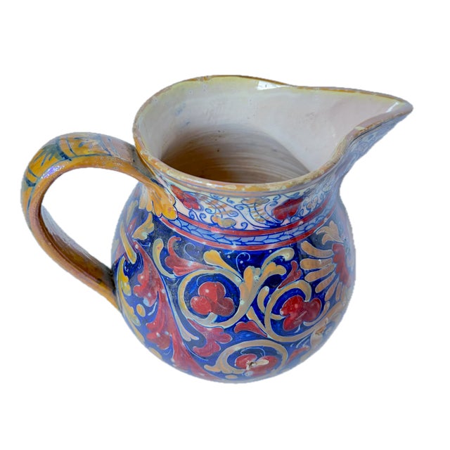 Italian Vintage Handpainted Etruscan Style Gryphon & Soldier Pitcher For Sale - Image 3 of 14