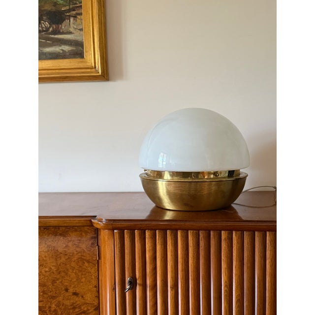 1960s Mid-Century Modern Dome Brass Table Lamp, Italy For Sale - Image 10 of 13