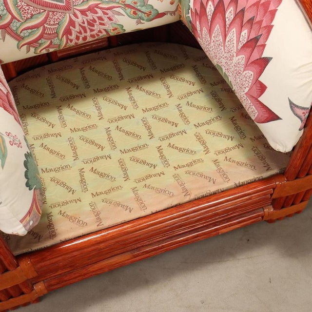 Brown Rattan and Red Lacquered Bamboo Sofa, 1980s For Sale - Image 8 of 14