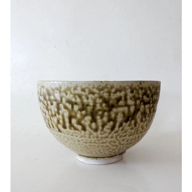 Mid-Century Modern Late 20th Century Green Salt Glaze Pottery Bowl For Sale - Image 3 of 7