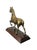 Mid 20th Century Vintage Solid Brass Prancing Horse Sculpture on Wood Pedestal Base – Mid-Century Modern Equestrian Decor For Sale - Image 5 of 6