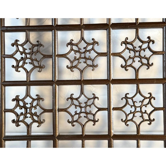 Decorative Wooden Lattice Panel With Geometric Fretwork Design For Sale - Image 4 of 10