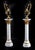 This is a gorgeous pair of 4ft white marble Corinthian column pedestals with gilded bronze 'ormolu' mounts, dating from...