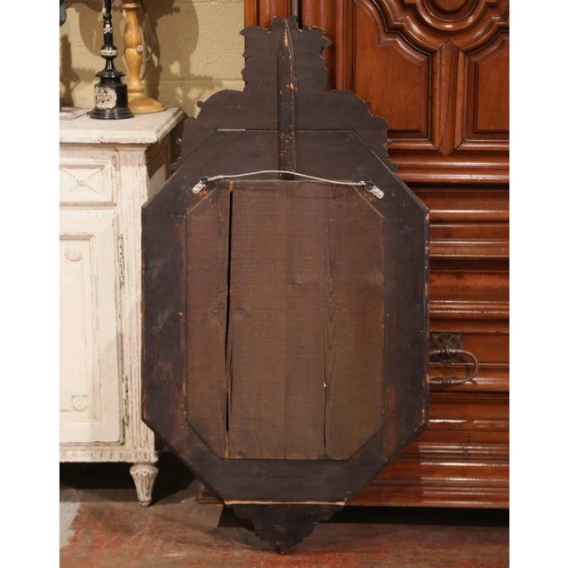 19th Century French Napoleon III Octagonal Repousse Brass Beveled Overlay Mirror For Sale - Image 11 of 12