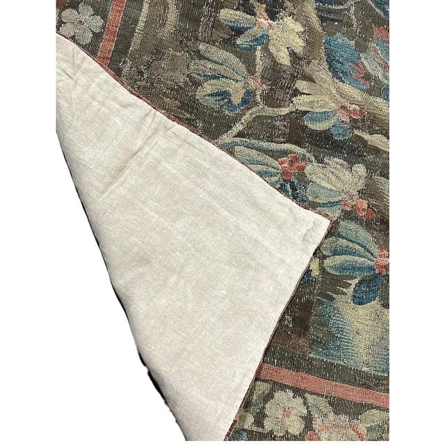 18th Century Franco-Flemish Verdure Tapestry With Bird in Flowering Landscape For Sale - Image 11 of 11