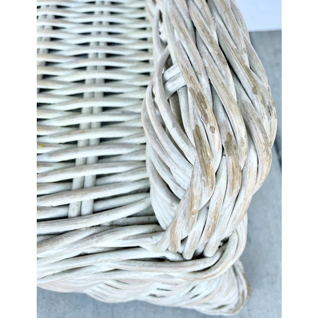 White Washed Rattan Bench From 80's For Sale - Image 12 of 13