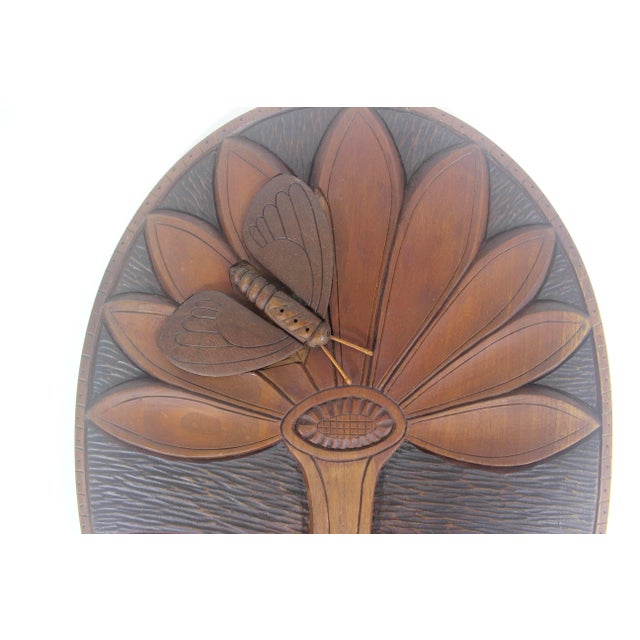 Wood Mid Century Hand Carved Wood Wall Art For Sale - Image 7 of 10