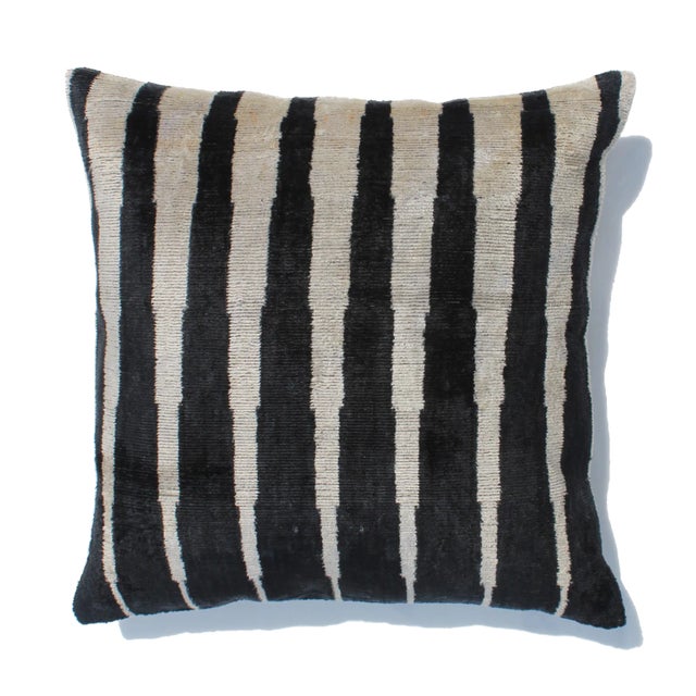 Contemporary Silk Velvet Ikat Bohemian Pillow For Sale - Image 10 of 10