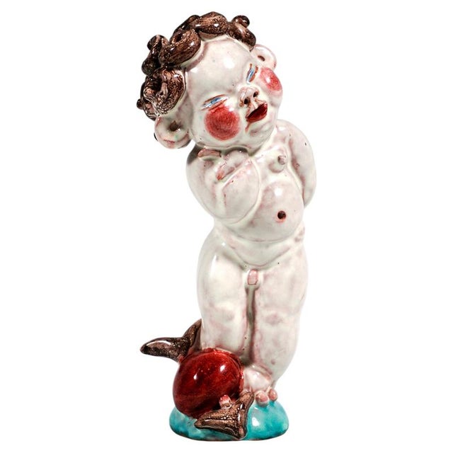 Red Ceramic Cupid Figurine from Walter Bosse, Kufstein, Austria, 1920s For Sale - Image 8 of 8