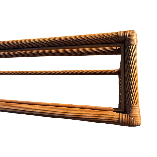 Mid 20th Century Mid 20th Century Rattan and Glass Console Table For Sale - Image 5 of 7