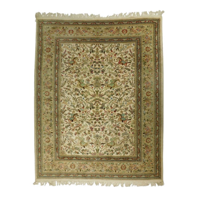 Hand Knotted Persian Tabriz Hunting Rug 6'1"x 8'6" Chairish