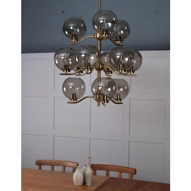Large Brass Chandelier by Holger Johansson, Sweden, 1970s For Sale - Image 11 of 12