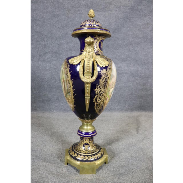 19th C. Sevres Style Bronze Mounted Porcelain Vase For Sale - Image 10 of 13