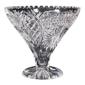 1950s Large Vintage English Cut Glass Fruit Bowl